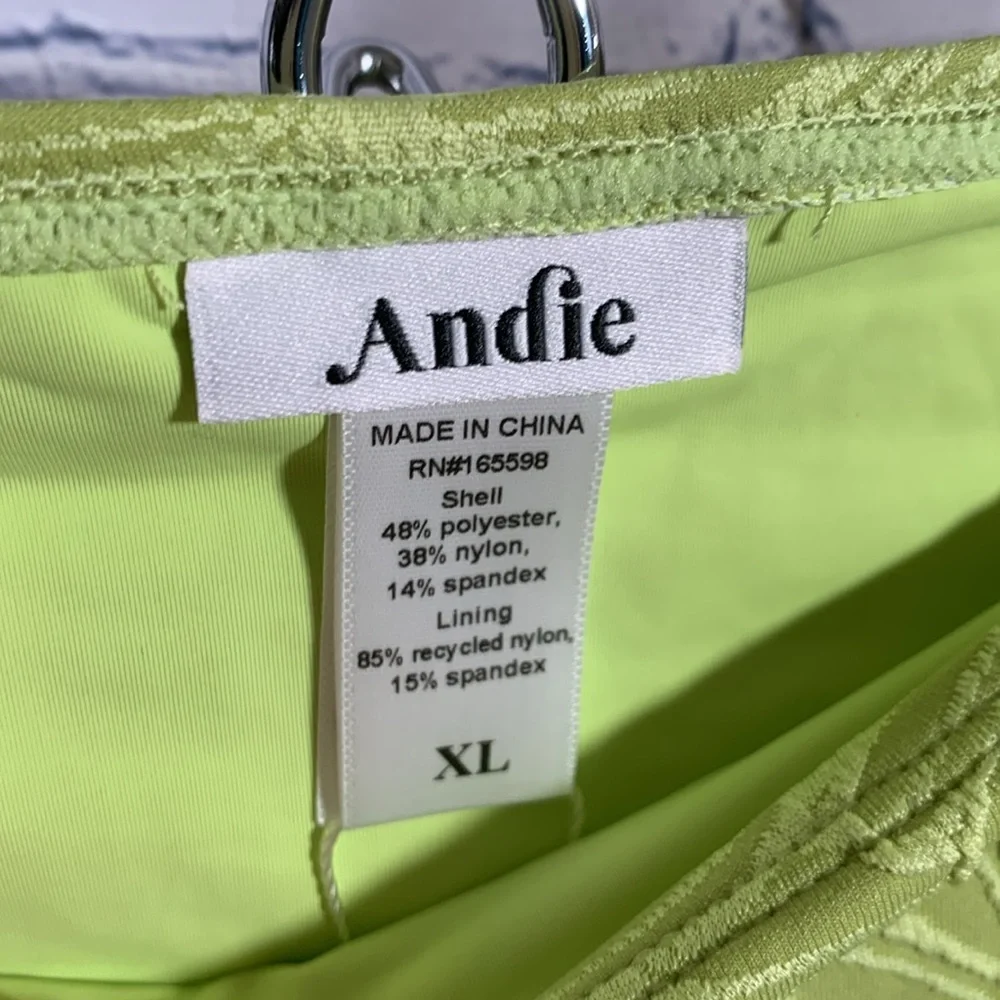 Andie Swim Womens Bikini Bottom Textured Floral Green Beach Hippie Size XL NWT
